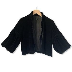 Karen Kane black velvet ruffle jacket